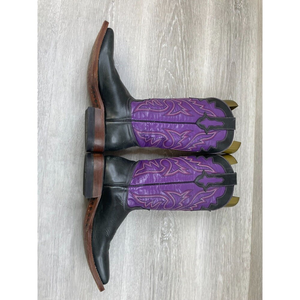 Lucchese Purple and Black Western Heeled Boots - Picture 6 of 14